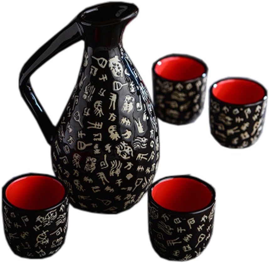 FANCYPUMPKIN Japanese Style Ceramic Sake Sets Wine Cups Crafts for Japanese Cuisine, D