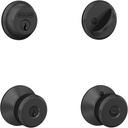 Schlage FB50N G BWE 622 Single Cylinder Deadbolt and Keyed Entry Bowery Knob, Matte Black