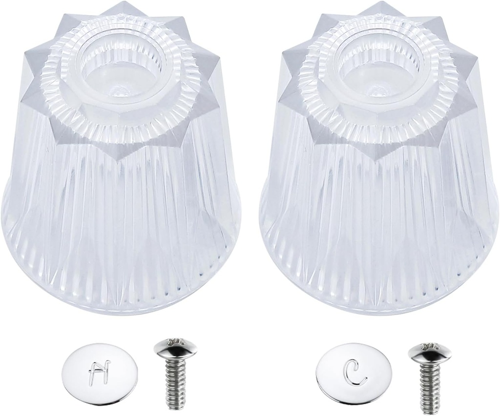 Shower Faucet Handle for Price Pfister, Bathtub Sink Faucet 2 Piece Hot and Cold Knob Replacement Clear Acrylic