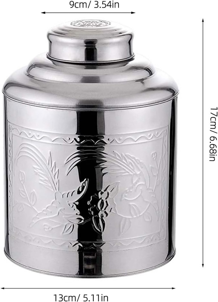 Stainless Steel Tea Canister with Lid Multi-Function Storage Container for Tea Coffee Sugar and Small Items, 6.49x5.11x3.54in Silver for Home Use