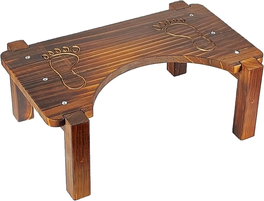 Pine Solid Wood Toilet Stool,Squatting Poop Potty Stool for Adults,6 inch Bathroom Step Stool for Kids,Carbonised Surface Waterproof and Anti-Corrosion,Anti-Slip and Anti-Drop Ergonomic Design