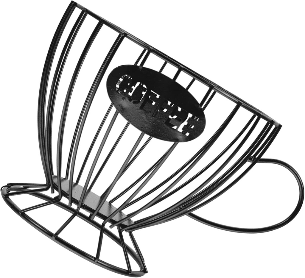 Modern Fruit Stand Coffee Pod Holder Basket: Cup Shaped Espresso Capsule Organizer Coffee Creamer Storage Wire Fruit Basket for Coffee Table Bar Kitchen Cafe Countertop Black