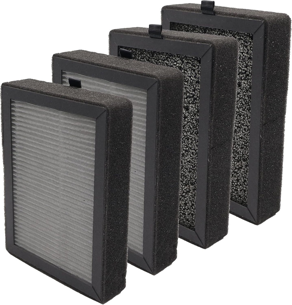 4 packs Replacement for levoit Purifier,suit for LV-H128,3-Stage Filtration System Activated Carbon Filter, Fit for PUURVSAS HM669A / ROVACS RV60, black