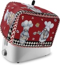 Kitchen Chef Gnomes Toaster Cover 2 Slice, Small Kitchen Appliance Covers, Rustic Red Checkered Dessert Toaster Oven Cover with Loop, Bread Machine Cover Polyester Dust Cover Protection