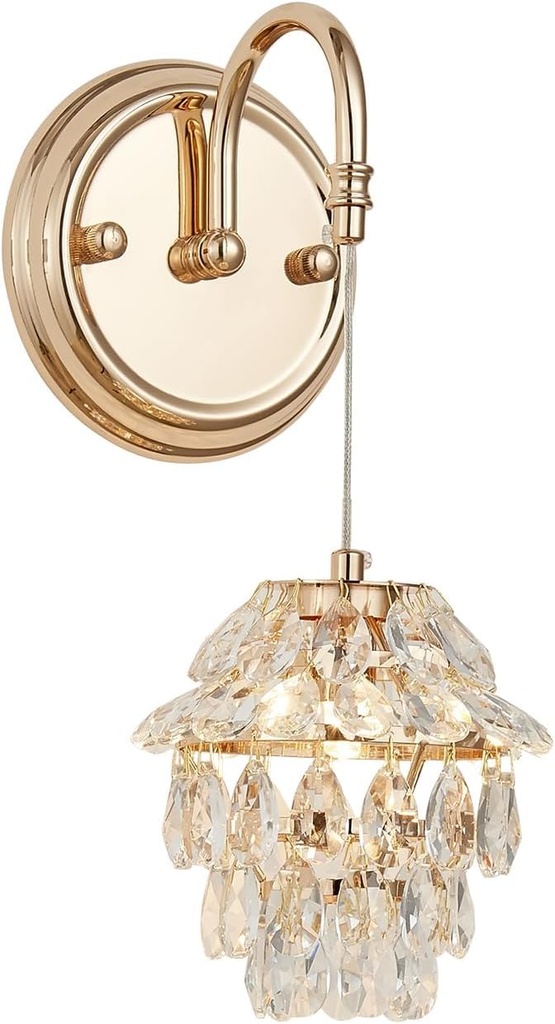 Hardwired Wall Sconces, Luxury Crystal Wall Light Fixture, French Gold Electroplated Wall Mounted Lamp, Classic G9 Bulb Walls Lighting for Bedroom, Living Room, Hallway, Bathroom【Bulb Included】