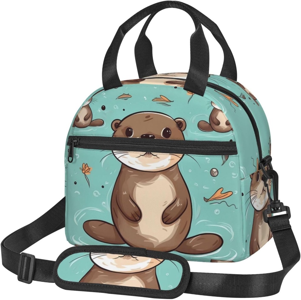 Cartoon Cute Otter print Lunch Bag Reusable Insulated Lunch Boxes Cooler Tote Bags For Work Office Picnic Travel