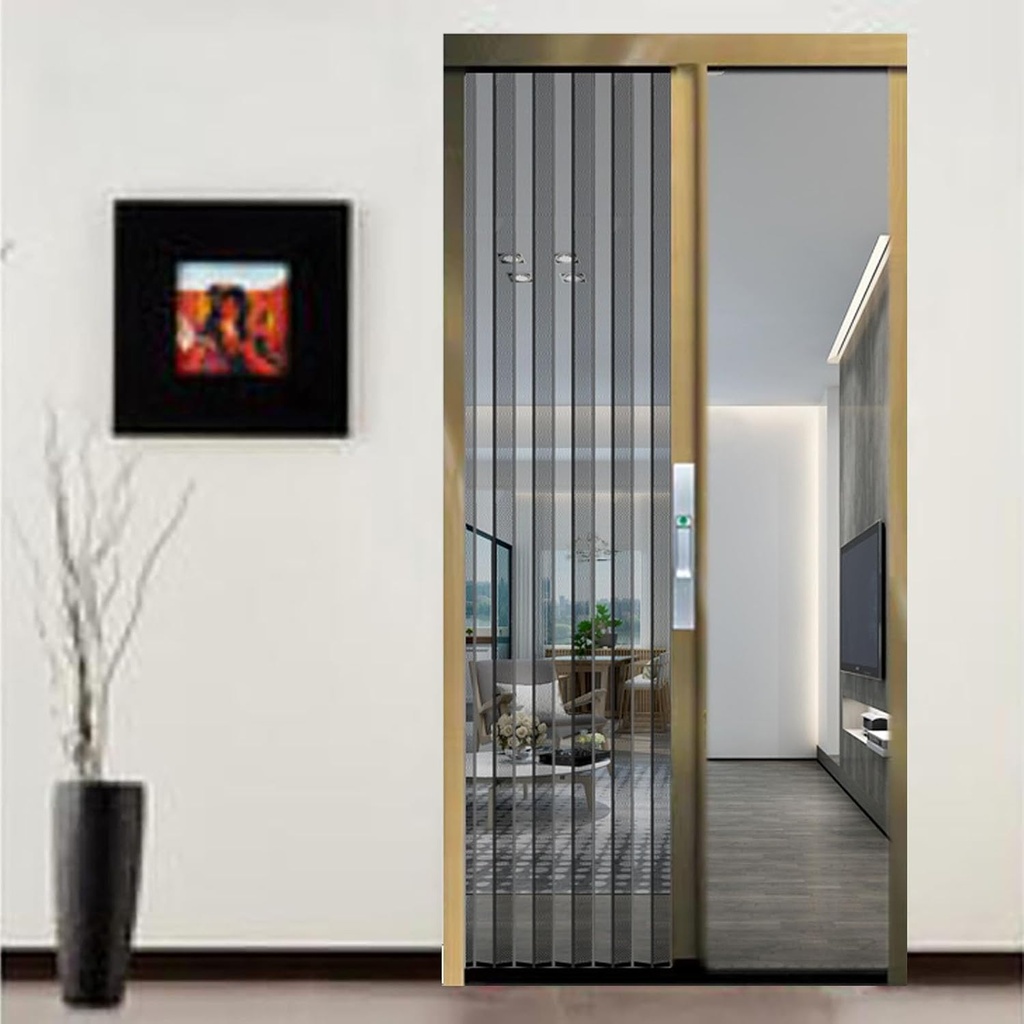 Retractable Fold Front Screen Door Net, 80 96 inch Tall Accordion Folding Screens Doors Gate for Room Divider, Outdoor Interior Multifold Sliding Temporary Door(Style-H,32x80in(81.3x203.2cm))