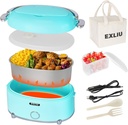 Electric Lunch Warmer - Portable Heated Lunch Box, 1.2L, 60W, 12/24/110/220V, For Car/Truck/Office and Travel (Blue)