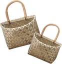 2pcs Long Storage Basket Spices Organizer Wall Hanging Kitchen Woven Basket for Ginger Garlic