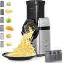 FOHERE Electric Cheese Grater, Upgraded 6-IN-1 Large Feed Chute Electric Vegetable Slicer with Different Blades and Storage Box, Cheese Shredder, Electric Slicer for Cheese, Fruits, Vegetables