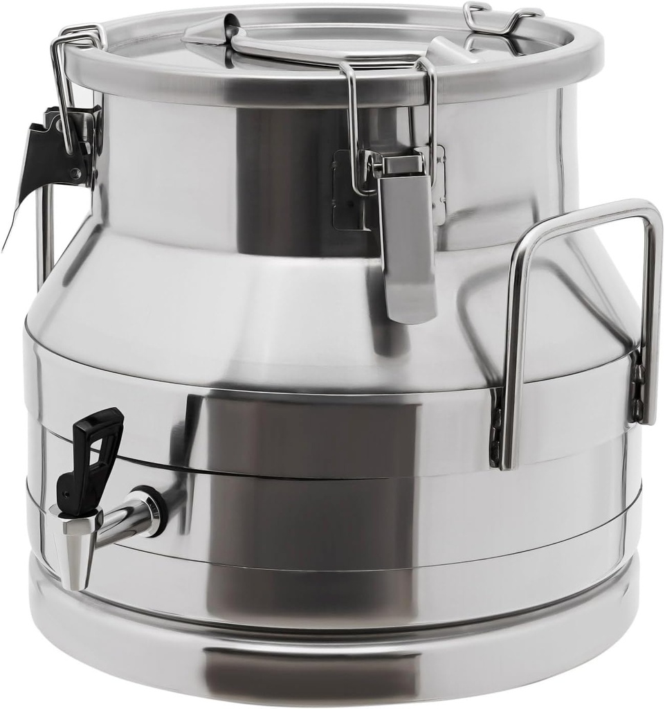 Milk Can with Spigot, 201 Stainless Steel Milk Dispenser Container Pail, 3Gal Stainless Steel Water Jug 12L Hanging Lid Bucket Drink Beverage Dispenser for Oil Tea Wine