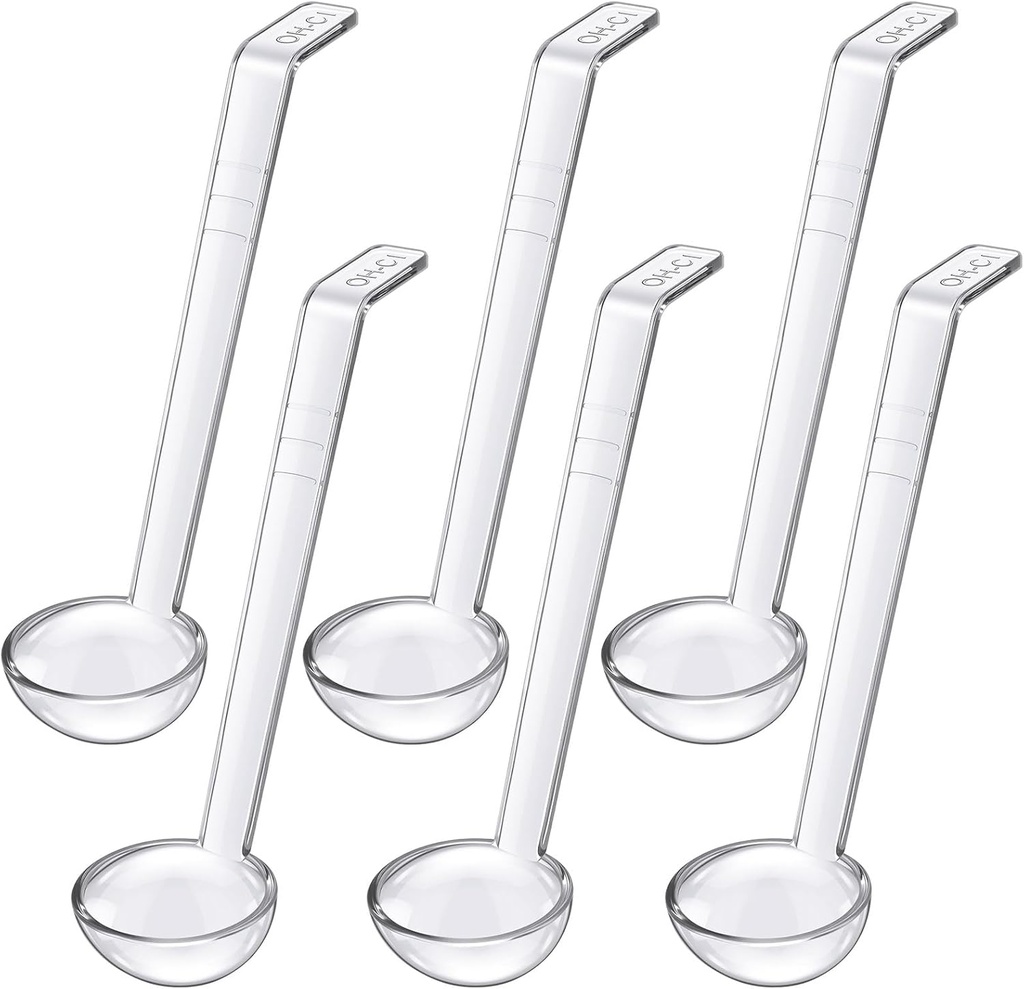 Tioncy 6 Pcs 1 Oz Small Ladle for Serving Sauce 7.09 Inches Plastic Mini Ladles Long Handle Spoon for Serving Sauce, Soup, Dressing, Punch Bowl, Toppings, Gravy, Cocktail, Fruit Juices(Clear)