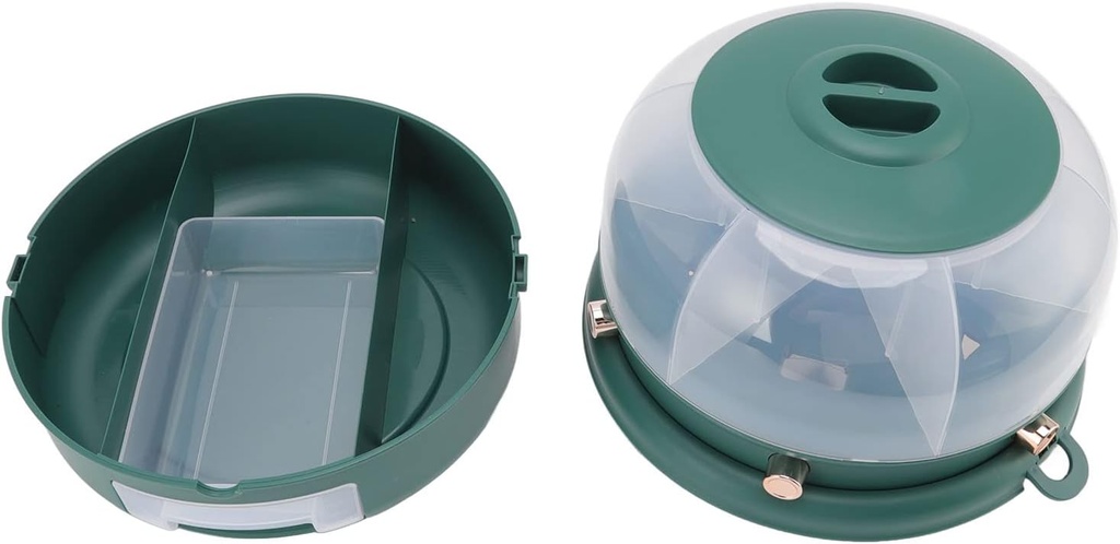 Food Dispenser, 6 Grids 360 Rotating Grain Storage Container Single Layer Stackable Cereal Dispenser for Nuts Rice Granola Cereal (Dark Green)