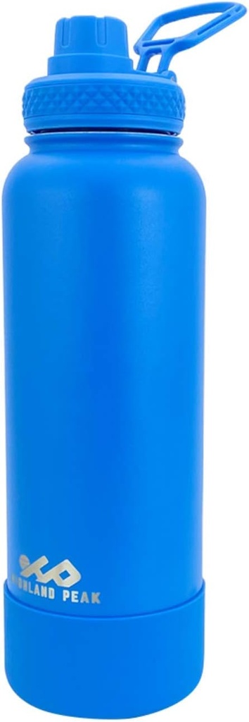 Highland Peak 40 oz Stainless Steel Double Wall Insulated Water Bottle and Beer Growler Wide Mouth Canteen - Hot and Cold - BPA Free Metal Thermos Flask - (40 oz, Blue)