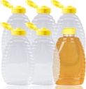 Lainrrew 6 Pcs 12 Oz Honey Jars, Plastic Honey Bottles Clear Empty Honey Containers Honey Dispenser Squeeze Honey Bottle with Leak Proof Flip-Top Caps for Storing and Dispensing (12oz)