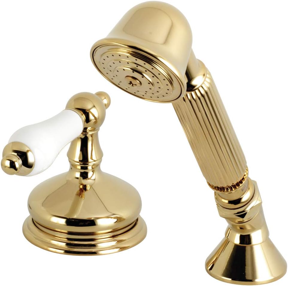 Kingston Brass KSK3332PLTR Deck Mount Hand Shower with Diverter for Roman Tub Faucet, 8 x 5.63 x 1.81, Polished Brass