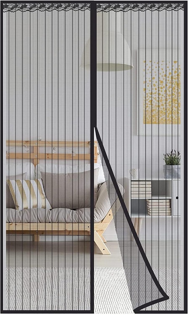Magnetic Screen Door Fits Door Size 35x82 inches,Reinforced Polyester, Self Sealing Magnets, Heavy Duty Mesh Curtain Magnetic Closure, Pet and Kid Friendly,for Doors, Windows, Garage Doors，Black #2