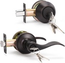 KNOBWELL 1 Pack Front Entry Door Lever Lockset with Matching Single Cylinder Deadbolt, Oil Rubbed Bronze Exterior Door Lock Set with Deadbolt, Keyed Alike Entry Door Lever and Deadbolt Lock Set