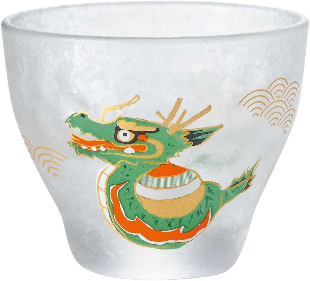 Aderia 6018 Sake Cup Medeta Zodiac Tatsune, 3.4 fl oz (90 ml) (Bokokuchi/Ochoko/Sake Glass), Made in Japan, Comes in a Cosmetic Box, Birthday Gift, Present