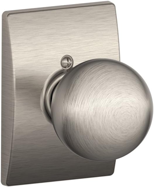 SCHLAGE Orbit Knob with Century Trim Non-Turning Lock, Satin Nickel (F170 ORB 619 CEN)