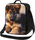 Insulated Lunch Bag for Men Women, German Shepherd Puppy Lunch Box for Office Work Picnic, Leakproof Lunch Cooler Bags with Shoulder Strap for Adults Meal Bags Reusable Lunch Tote Bag