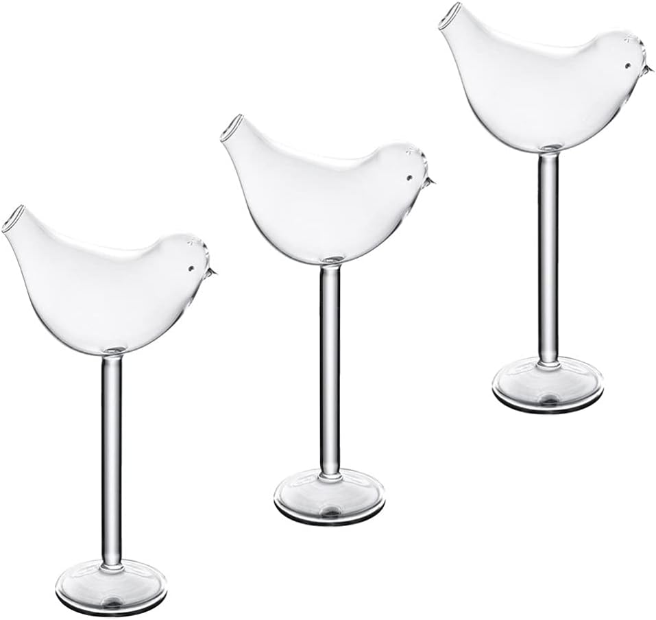 VOSAREA 3Pcs Cocktail Glass Creative Bird Shaped Cocktail Glass Clear Goblet For Wine Cups