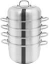 Steamer Pot12.6 Inch 5-Tier Stainless Steel Stockpot Steamer with Metal Lid and Anti-Scalding Handles for Induction Cookers Electric Furnaces Gas Stoves