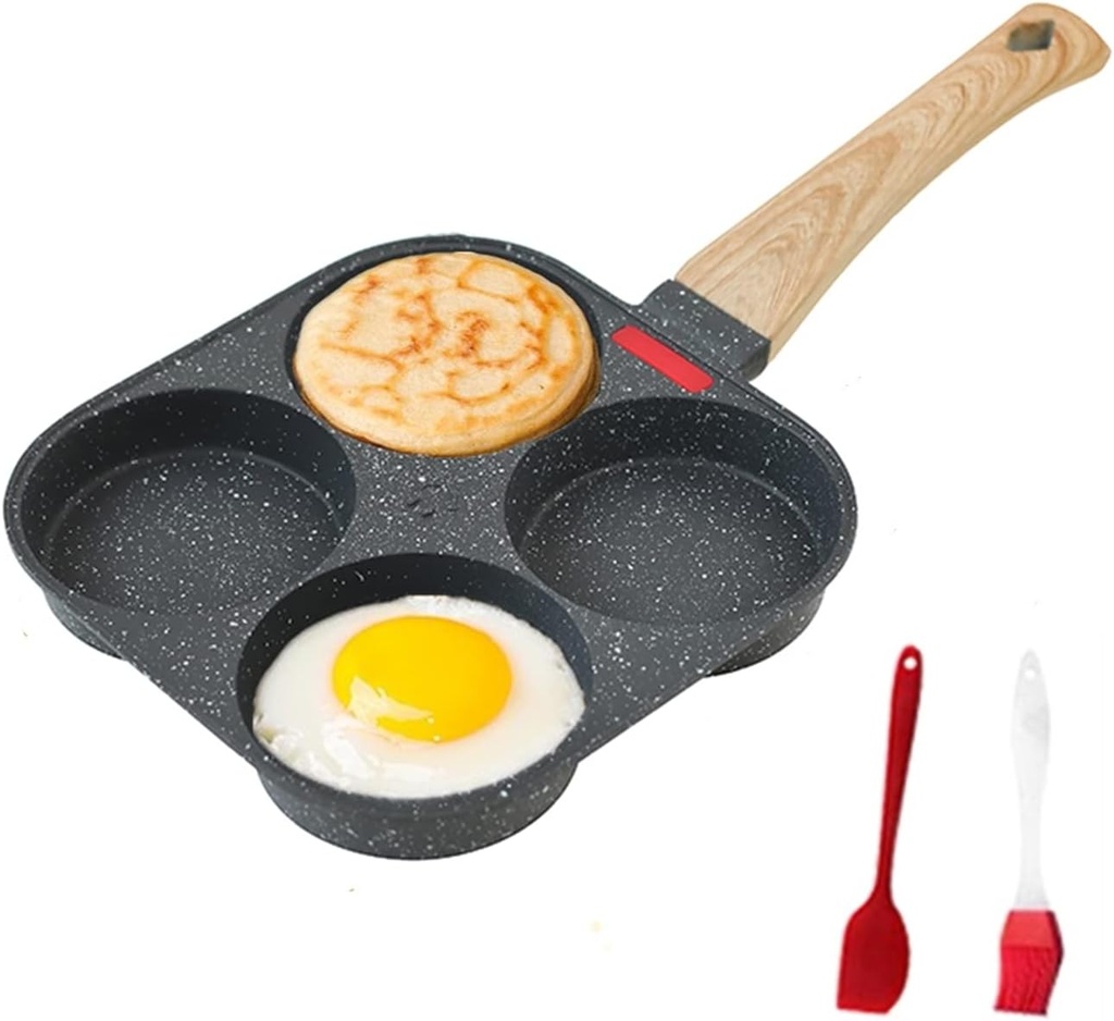 4-Cup Egg Pan Nonstick, and Granite Egg Frying Pan, Versatile Breakfast Skillet for Eggs, Pancakes, Plett, Crepes, Compatible with Gas Stove and Induction Cooktop