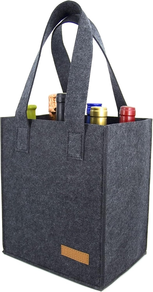 6 Bottle Wine Carrier Tote Reusable Grocery Bags for Travel, Camping and Picnic, Perfect Wine Lover Gift