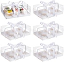 UNICRAFTALE 6Pcs Clear Cupcake Boxes 6 Count Folding Paper Cupcakes Storage Boxes with Clear Lids Portable Pastry Packaging Box with Ribbons for Mother's Day Birthday Wedding Baby Party Supplies