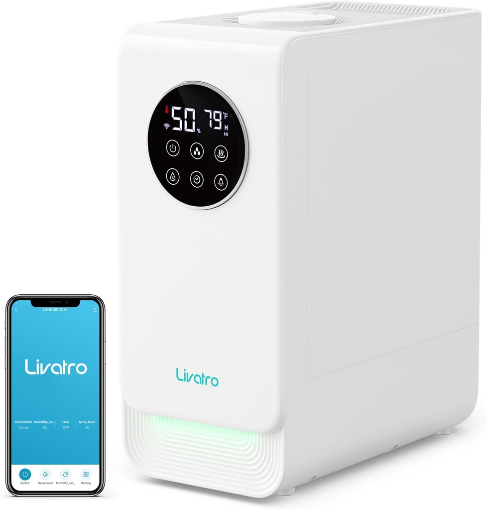 6L Smart Humidifier for Large Room, Warm & Cool Mist with Top Fill Design, Alexa & App Control, Essential Oil Compatible, Ideal for Bedroom and Plants