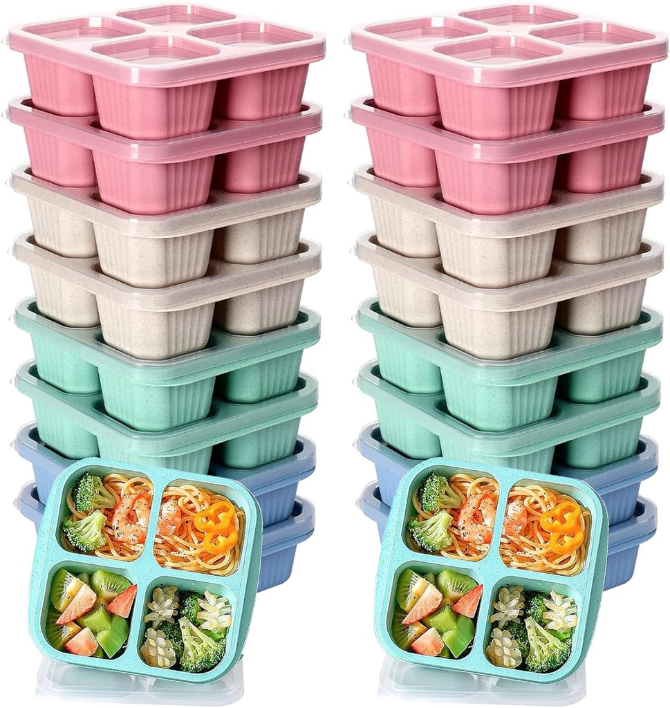 Bento Snack Boxes - 4 Compartment Condiment Containers | Lunchable Container Adult (16)
