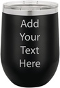 Customized Polar Camel 12 oz. Vacuum Insulated Stemless Wine Tumbler Personalized With Your Text (Black)