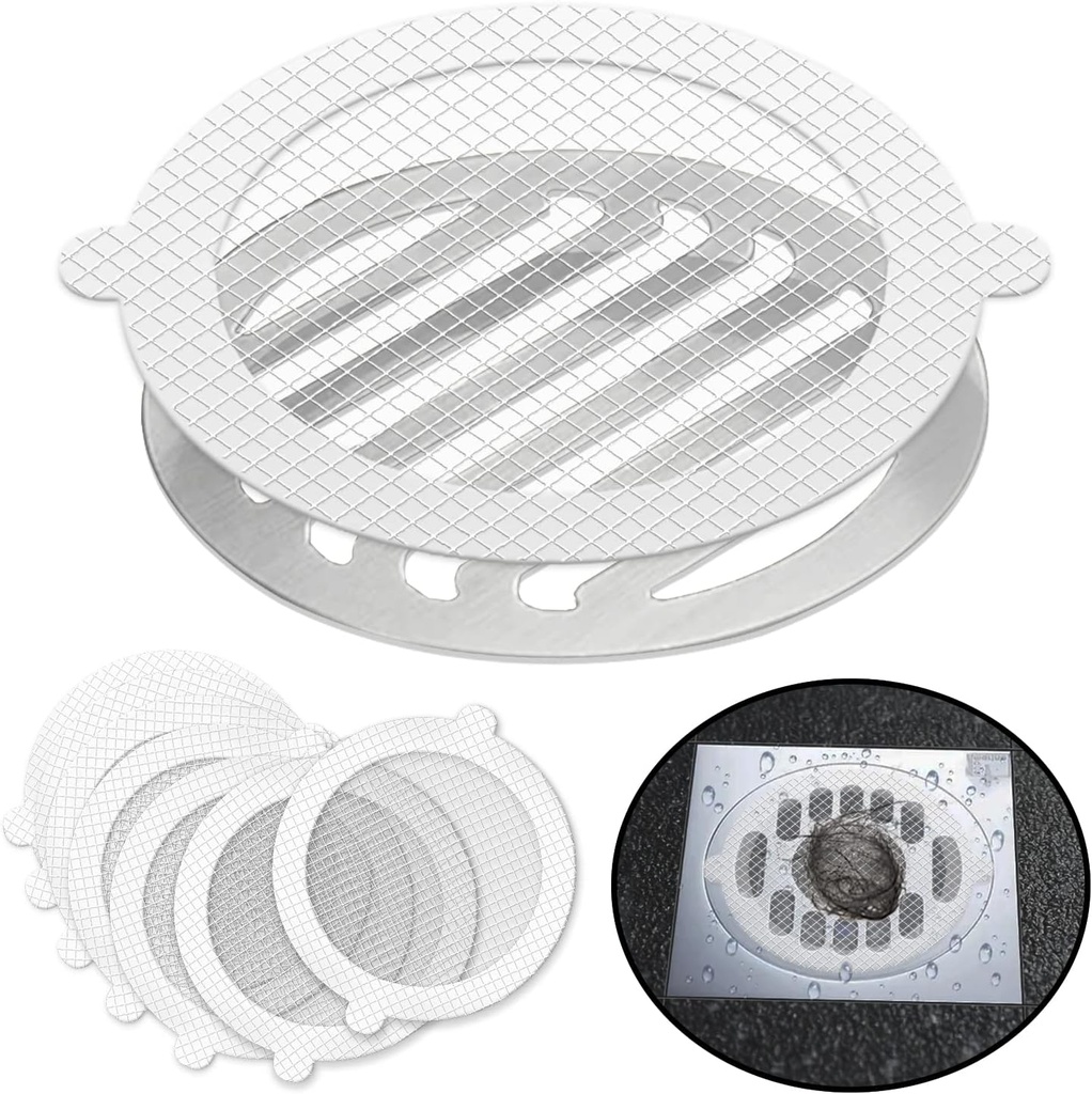 30pcs Disposable Drain Hair Catcher | Upgraded Large Shower Drain Cover Bathtub Hair Stopper | Bathroom Hair Filter Stickers Shower Strainer for Bath Tubs Kitchen Sink, Anti-Clogging & Rapid Drain