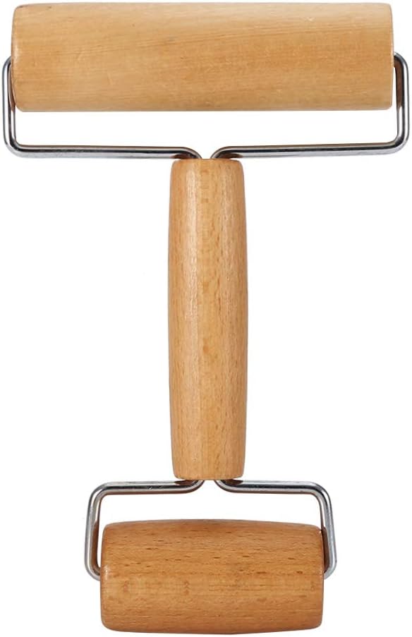 Wood Pastry Pizza Roller, Wood Non Stick Fondant Dough Rolling Pin Bakery T Shape Baking Maker Utensil Cake Cooking Pastry Cookie Bread Crust Kitchen Pasta Pie Home Tortilla Fudge Clay(Style2)