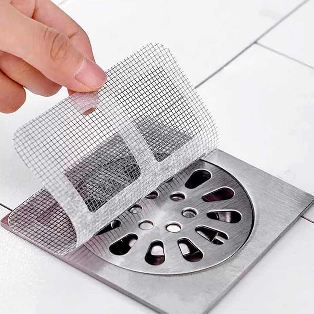 30Pcs Disposable Shower Drain Cover Hair Catcher 4" X 4" Square Shower Drain Mesh Stickers Flat Floor Drain Sticker for Bathroom, Laundry, Bathtub, Sink Adhesive Window Screen Repair Tape Kit