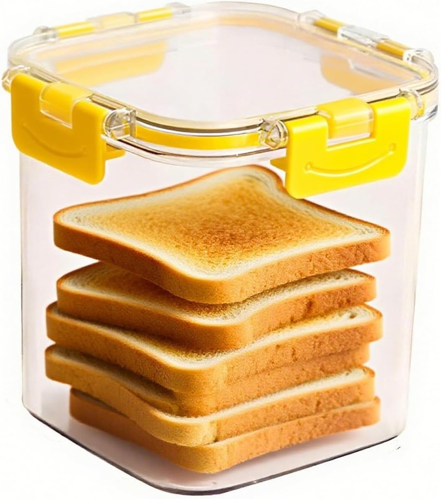 Bread box, plastic bread box storage container, small bread box with sealing lid (White)