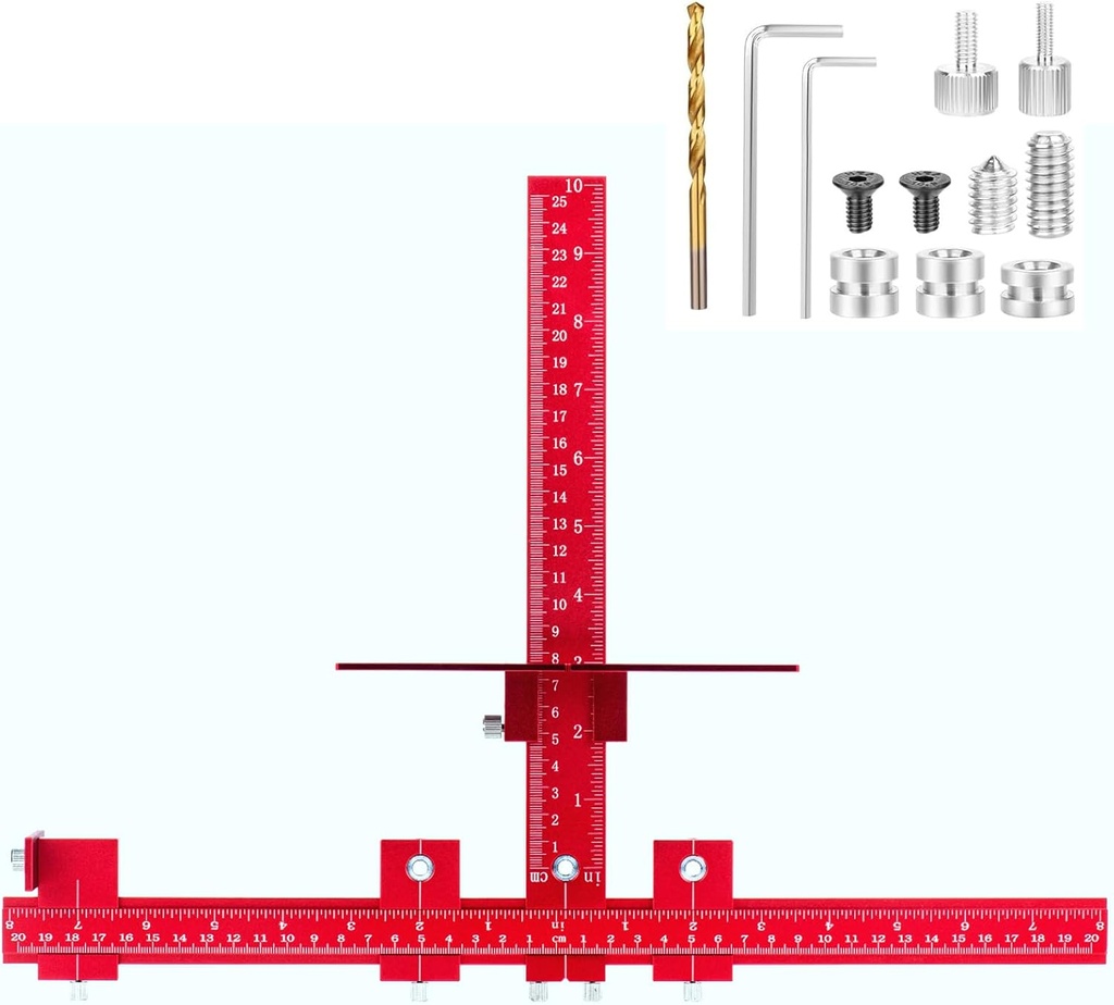 Cabinet Hardware Template, Aluminum Woodworking Punch Locator, Adjustable Cabinet Template Tool for Installing Drawer Door Pulls and Knobs