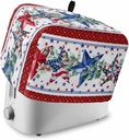 Red 4th of July Toaster Cover 2 Slice, Independence Day Star Dustproof Bread Machine Oven Cover with Storage Pockets, Fits Most Kitchen Toasters Protector