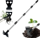 Mama's Weeder with Long Handle 60" Weed Puller Tool Manual Weeder Remover Tool 2 in 1 Hand Weed Rake and Garden Hoe for Gardening Heavy Duty Uprooting Weeding Pull for Yard, Lawn, Patio and Garden