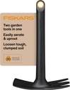 Fiskars Eco Cultivator Hoe with Dual-Function Design, Tapered Blade, Cultivator Tines, Ergonomic Handle, and UV-Resistant Build for Soil Care