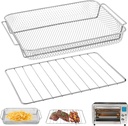 2 Pcs Air Fryer Accessories Set, Baking Wire Rack, Basket Compatible with 26 Q Extra Large Emeril Lagasse, 360 Stainless Steel Roasting Steamer Grill Racks Replacement Parts