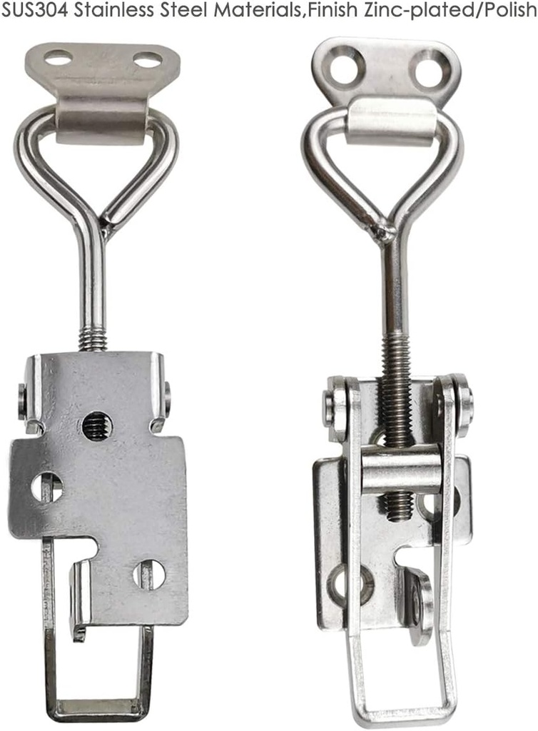 Adjustable Latch Buckle Cabinet Boxes Lever Handle Toggle Catch Latch Lock,Silver,Adjustable Range:75-95mm,2 Pcs