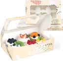 HONEYGIFTS 6 Count Cupcake Boxes, 6 Sets Bakery Boxes Cupcake Containers with Inserts and Window Cookies Boxes for Muffins Cookies Treats Desserts 9.5"x6.3"x3"