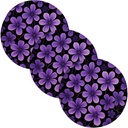 3 Pcs Hot Water Pad for Crock Pot Small Purple Flowers Black Minimalist Style 15in Polyester-Cotton Thread Weave Home Decor alfombrilla de para cocina