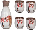 Sake wine set, wine glass,Sake Cup Set Wine Cups Sake Set, 5 Piece Sake Set, Traditional Ceramic Sake Set, Hand-Painted Lovely Cat, 4 Sake Cups, 1 Sake Pot, for Home Decor Family and Friends Fo,Home D