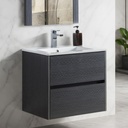 Blossom 24 Inch Bathroom Vanity with Sink - All Wood Floating Vanity Cabinet with Ceramic Sink - 2 Soft-Closing U-Shaped Cutout Drawers - Modern Bathroom Storage Vanities, Silver Grey Finish