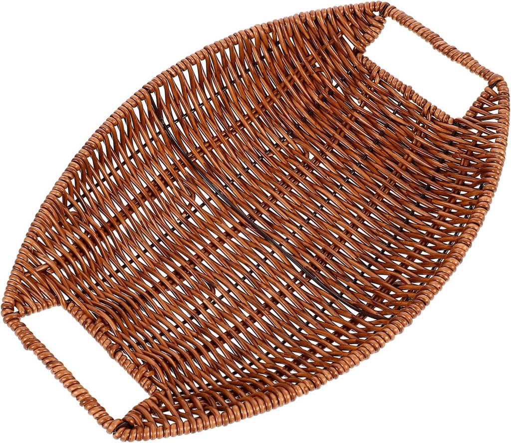 1pc Retro Style Woven Fruit and Bread Basket Plastic Organizing Storage Basket for Kitchen Living Room and Dining Decor Chic Design for Fruits and Snacks