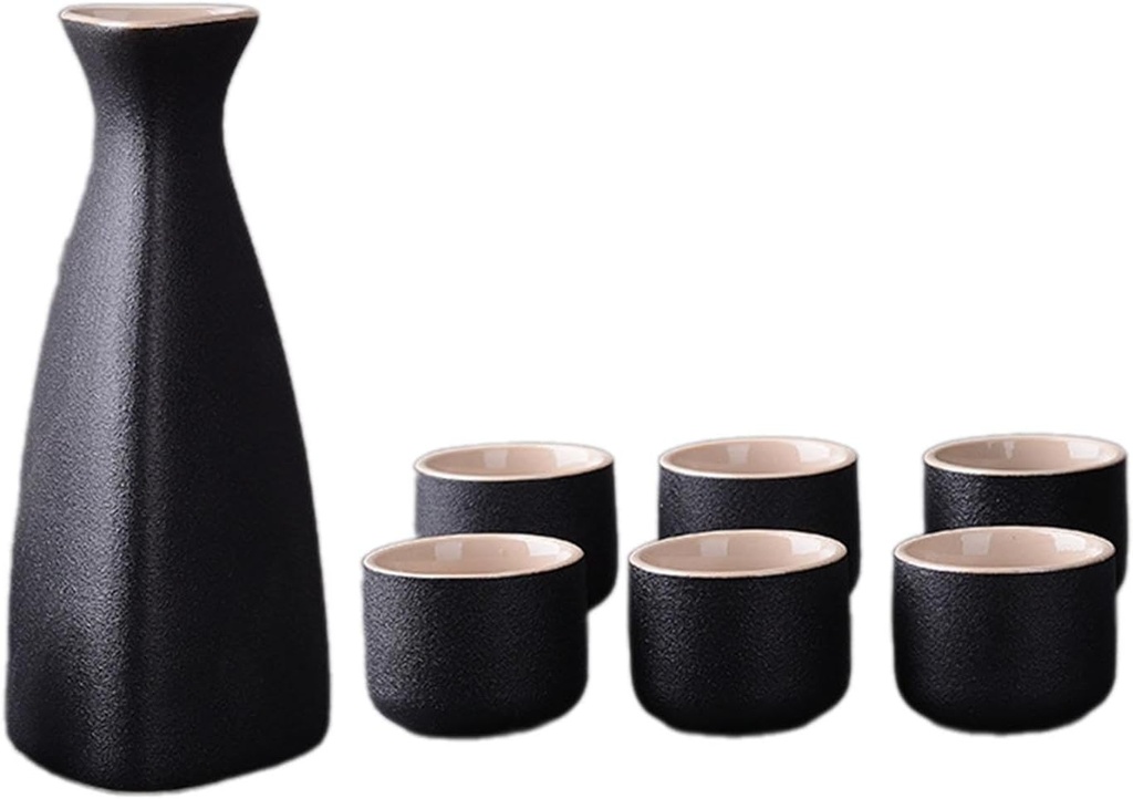 Japanese Sake Set with Pot and Cups for Serving, 150ml and 25ml Sizes, Ideal for Office or Bar