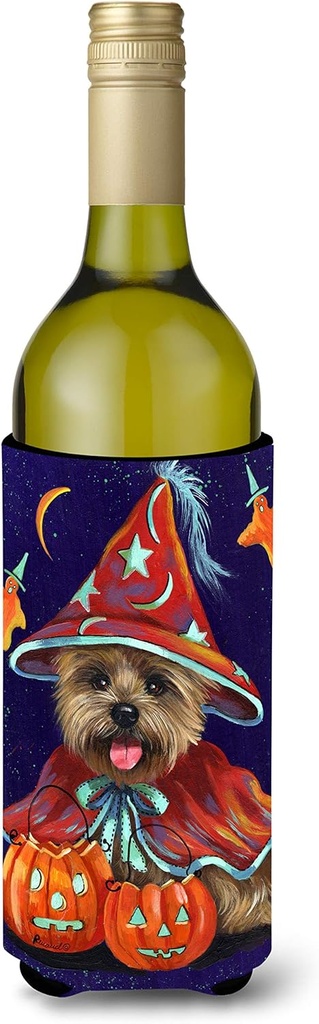 Caroline's Treasures PPP3061LITERK Cairn Terrier Halloween Witch Wine Bottle Hugger Bottle Cooler Sleeve Hugger Machine Washable Collapsible Insulator Beverage Insulated Holder